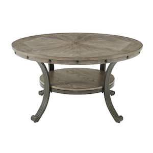 Franklin 36 in. Rustic Umber Brown Round Wood Top Coffee Table