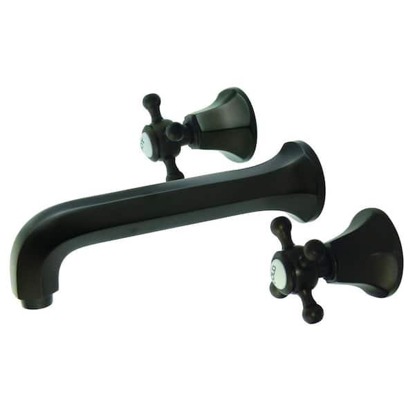 Kingston Brass Contemporary 2-Handle Wall Mount Bathroom Faucet with Cross Handles in Oil Rubbed Bronze