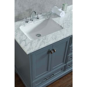 Newport 60 in. W x 22 in. D Vanity in Gray with Marble Vanity Top in Carrara White and Mirror