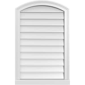 22 in. x 34 in. Arch Top Surface Mount PVC Gable Vent: Functional with Brickmould Sill Frame