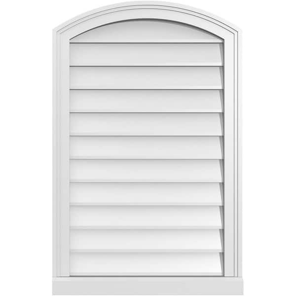 Ekena Millwork 22 in. x 34 in. Arch Top Surface Mount PVC Gable Vent: Functional with Brickmould Sill Frame