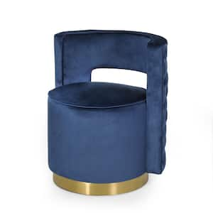 Tiro Copper and Cobalt Velvet Round-Open Back Swivel Club Chair