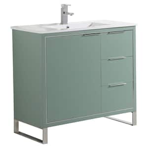 Opulence 36 in. W x 18 in. D x 33.5 in H. Bath Vanity in Mint Green with White Ceramic Top