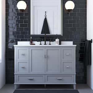 DHP Maine 36 Inch Bathroom Vanity with Carrera Countertop and Rectangular  Ceramic Sink, White/Black 