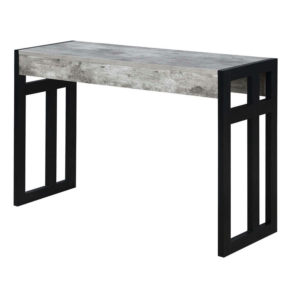 Faux Birch and Black Wood Console Table with Storage
