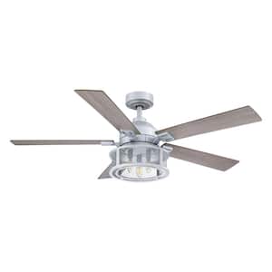 52 in. Indoors Mesh Metal Reversible Blades Silver Ceiling Fan with Remote Control and Light Kit
