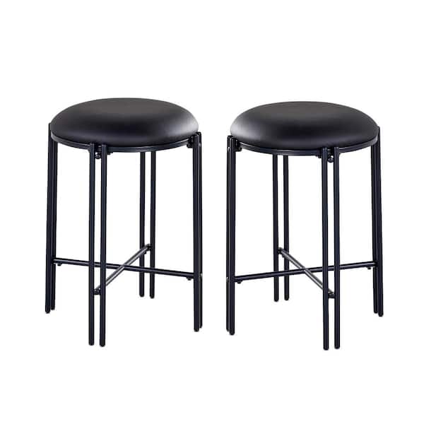Steve Silver Morgan Black Backless Round Counter Stool (Set of 2)