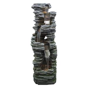 LED 4-Tiered Stacked Rock Water Fountain