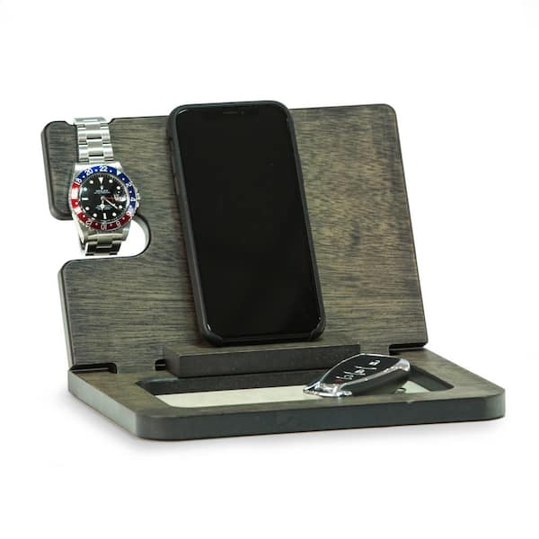 BEY-BERK Wooden Valet and Phone Charging Station