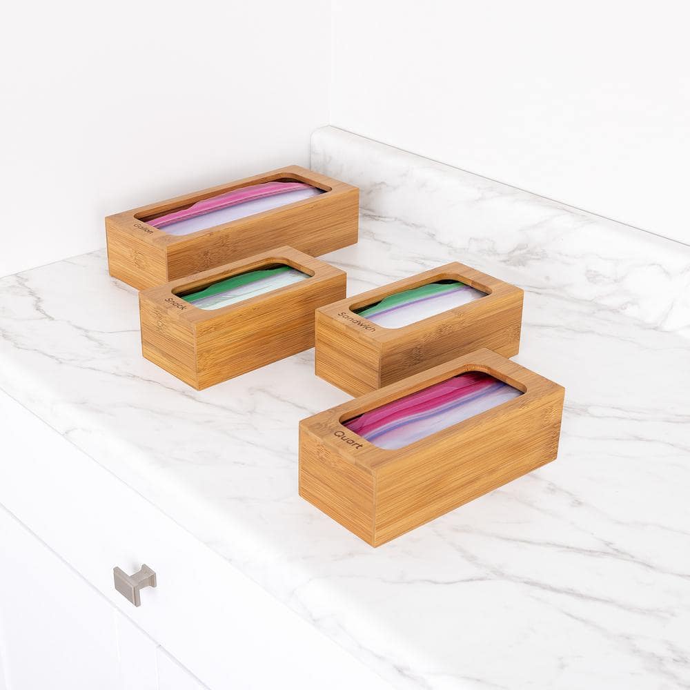 Bamboo 4-Piece Food Storage Bag Organizer Set