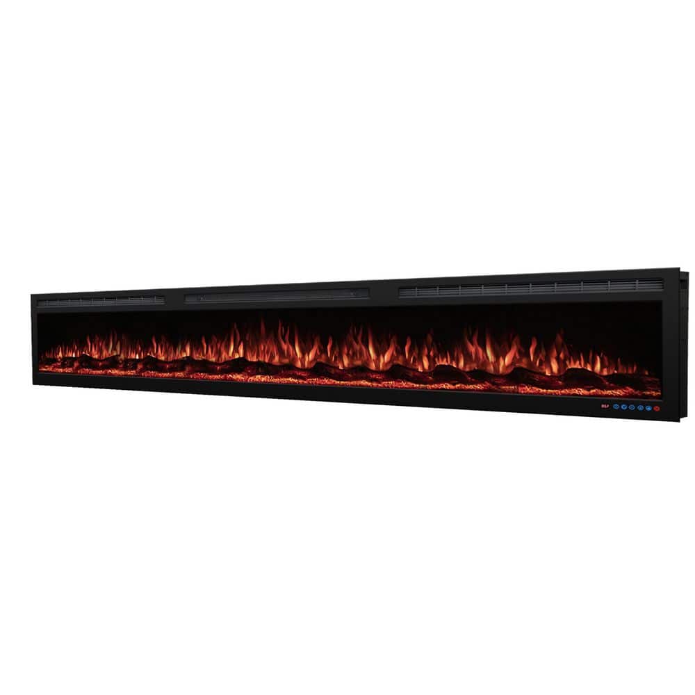 95 in. Smart Electric Fireplace Insert /Wall Mounted in Black, MultiColor F