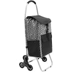 Fabric Rolling Stair Climber Shopping Cart with Bag in Black