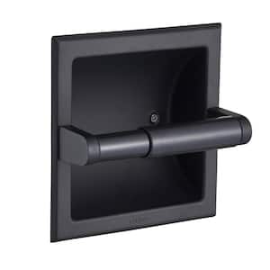 Bathroom Recessed Toilet Paper Holder Wall Mount Rear Mounting Bracket Included Black in Bathroom