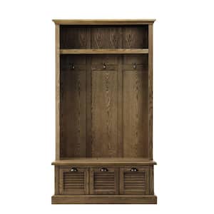 Shutter Weathered Oak Wood Hall Tree with Drawers (42" W)