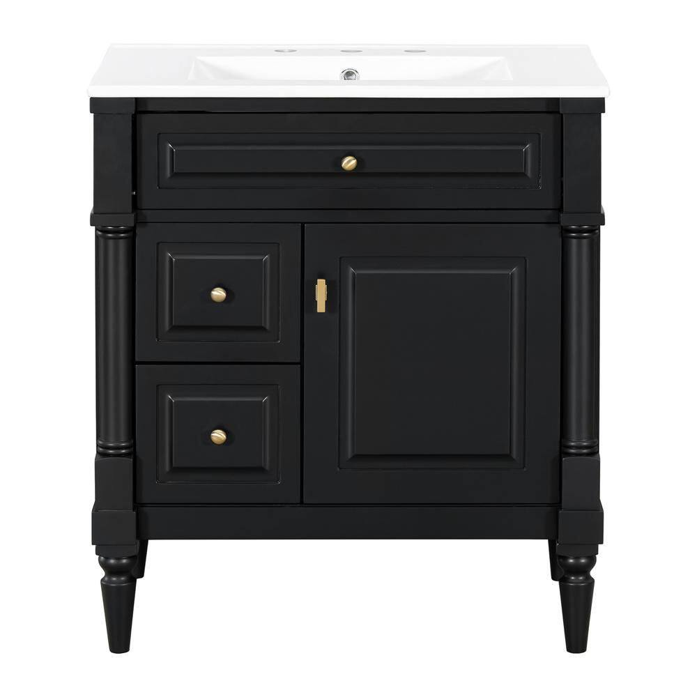 30 in. Bath Vanity Cabinet without Top in Black Assembled with Solid Rubberwood Frame price history on PriceWatchPro