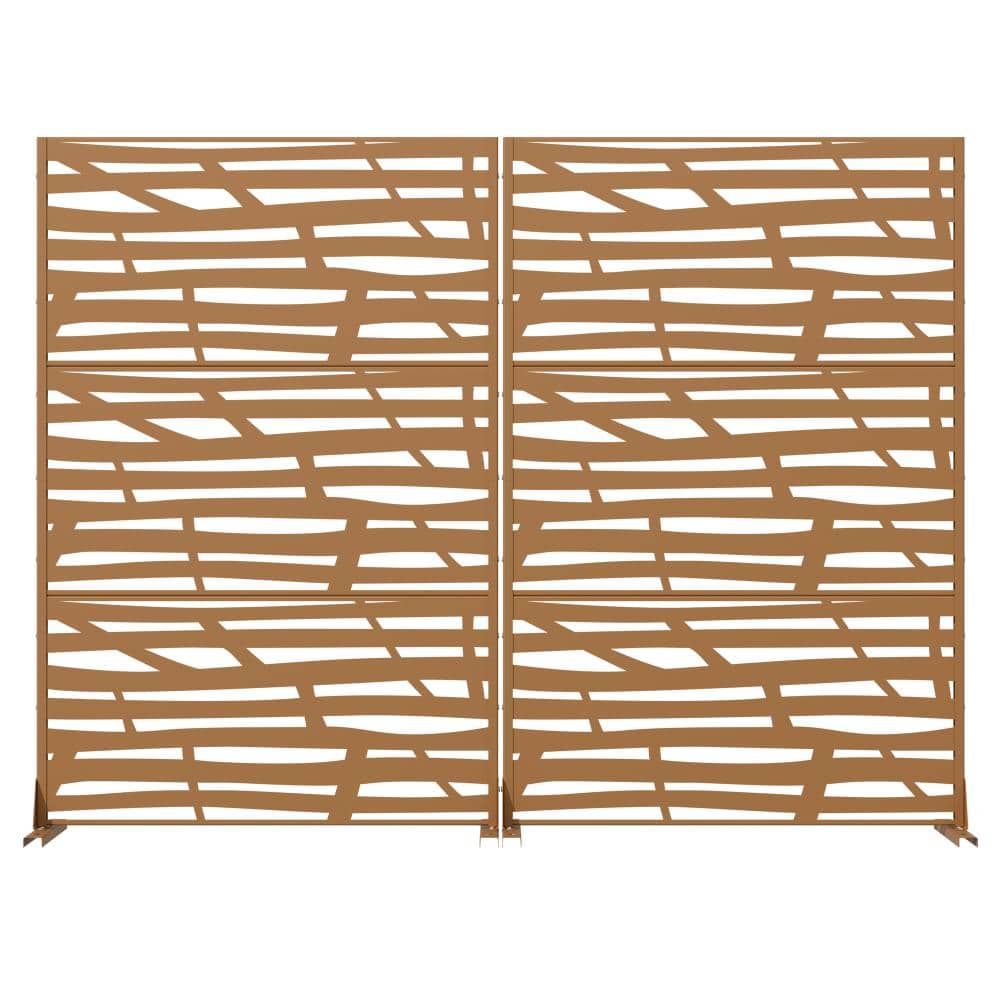 72 in. x 47 in. Brown Metal Wall Sculptures Garden Fence Privacy Screen Garden Screen Panels Set for Patio price history on PriceWatchPro