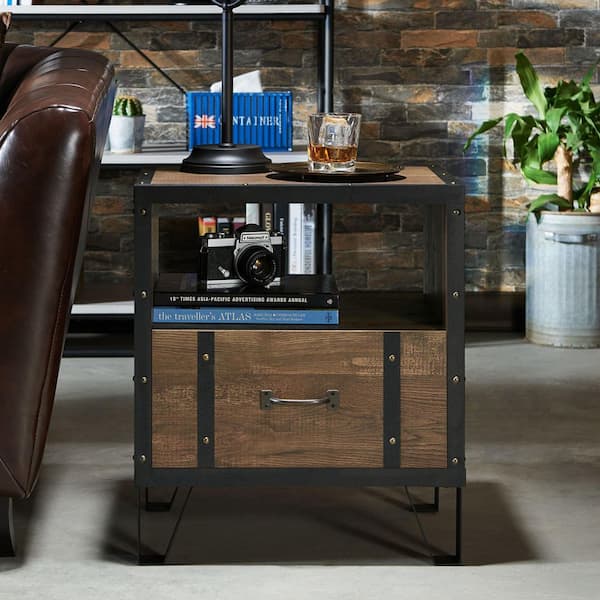 Furniture of America Gendron 19.69 in. Reclaimed Oak