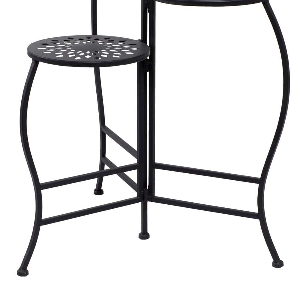 Black Metal 3-Tier Indoor Outdoor Floral Plant Stand