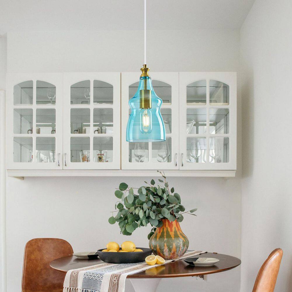 Home Lighting 5.11 in 60 Watts 1Light Gold-Blue Modern Glass Pendant Light Farmhouse for Kitchen 1Pack price history on PriceWatchPro