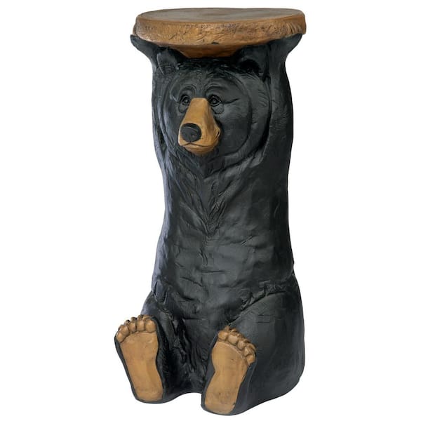 Design Toscano Black Forest Bear 24 in. H Sculptural Polyresin Outdoor Side Table
