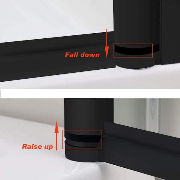 30 in. W x 72 in. H Frameless Glass Shower Doors Clear Glass in Matte Black