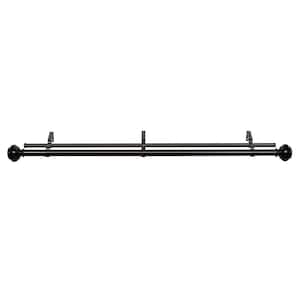 Buono II Brenner 36 in. - 72 in. Adjustable 1 in. Front, 3/4 in. Back Double Curtain Rod in Black Brenner Finials