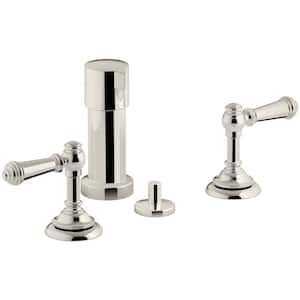 Artifacts Lever 2-Handle Bidet Faucet in Vibrant Polished Nickel