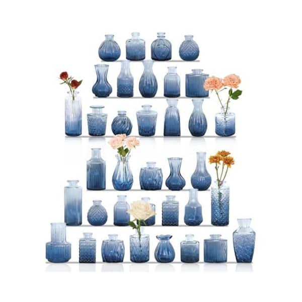 Classic Series 4.4 in. Blue Glass Various Shape Decorative Vase, 36pcs LX0590
