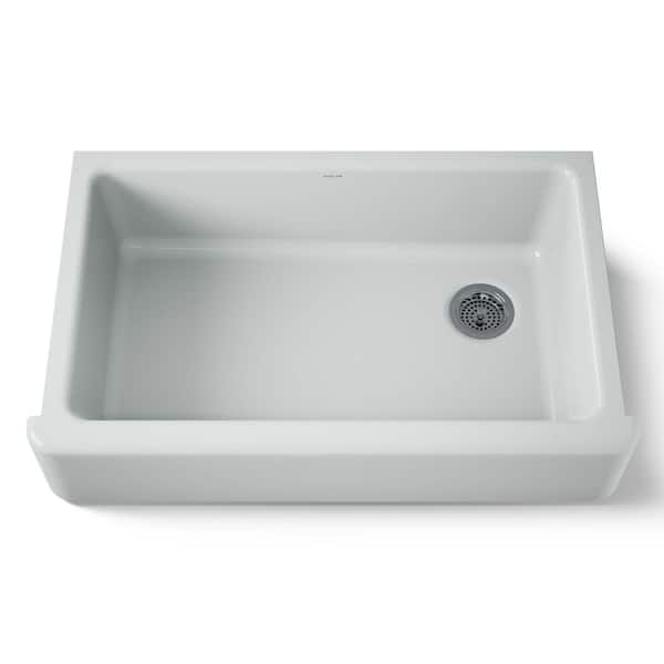 KOHLER Whitehaven Farmhouse/Apron-Front Cast Iron 36 in. Single Basin Kitchen Sink in Ice Grey