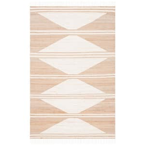 Kilim Natural/Ivory Doormat 3 ft. x 5 ft. Striped Geometric Solid Color Area Rug