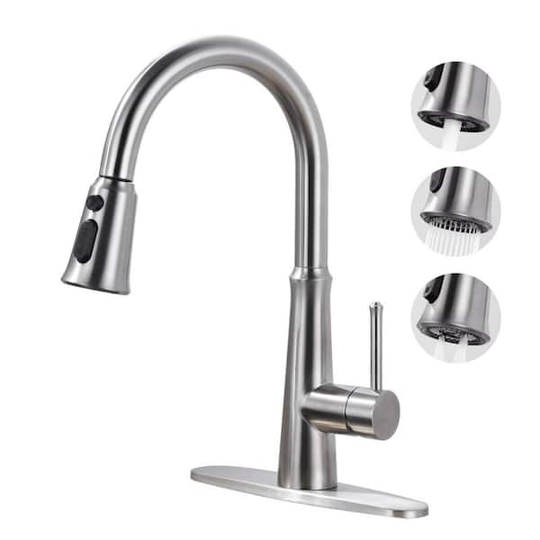 Single-Handle Pull-Down Sprayer Kitchen Faucet Stainless Steel in Brushed Nickel