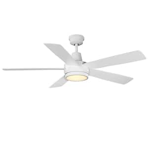 Fanelee 54 in. White Color Changing LED Matte White Smart Ceiling Fan with Light Kit and Remote Powered by Hubspace