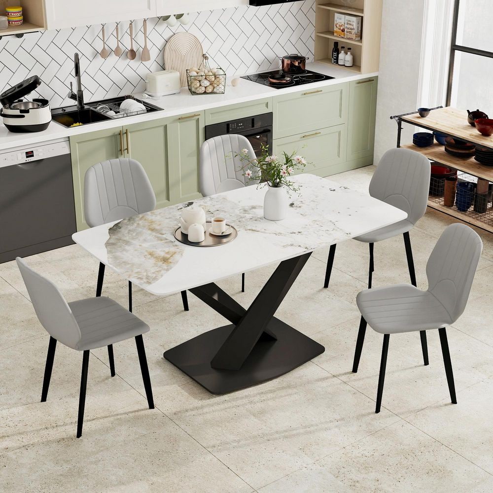 Magic Home 63 in. Pandora Sintered Stone Rectangle Tabletop Dining ...