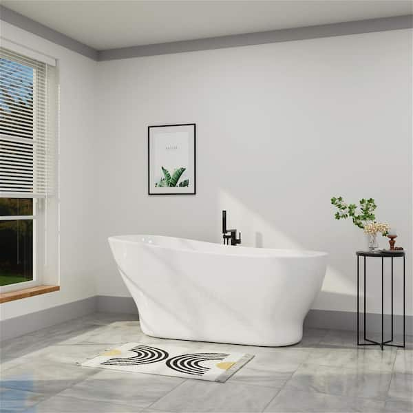 59 in. Acrylic Classic Design Single Slipper Freestanding Bathtub Soaking Tub with cUPC Certificated in White