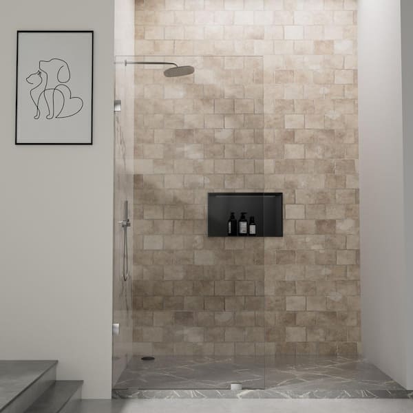 mortix 32 in. W x 78 in. H Fixed Panel Frameless Shower Door Screen in Brushed Nickel with 3/8 in. (10mm) Clear Glass