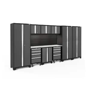Bold Series 162 in. W x 76.75 in. H x 18 in. D 24-Gauge Steel Garage Cabinet Set in Gray (10-Piece)