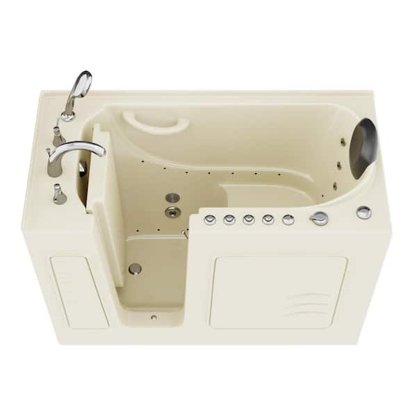 Universal Tubs Safe Premier Series 26 in. L x 53 in. W Left Side Drain Combination Jetted Bathtub in Biscuit with Microbubbles Jet