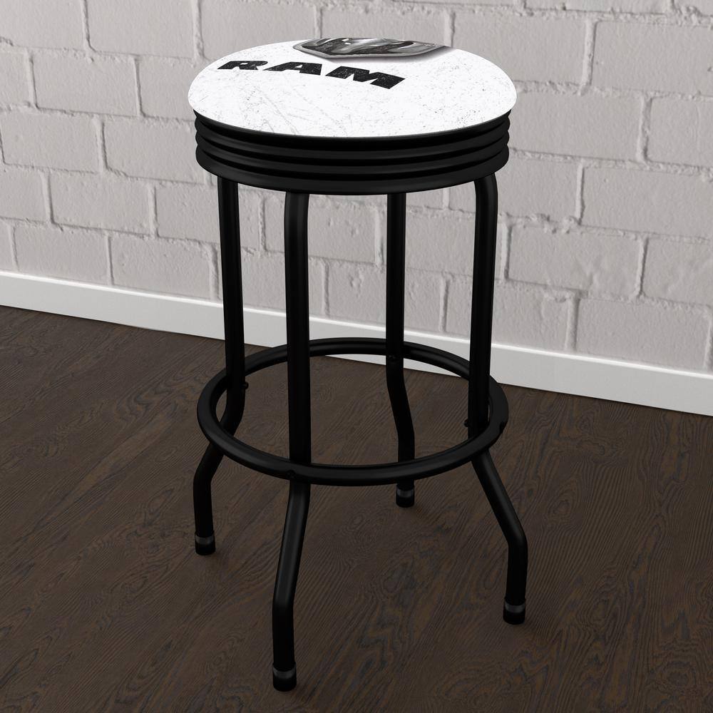 White Vinyl Swivel Bar Stool with Metal Frame