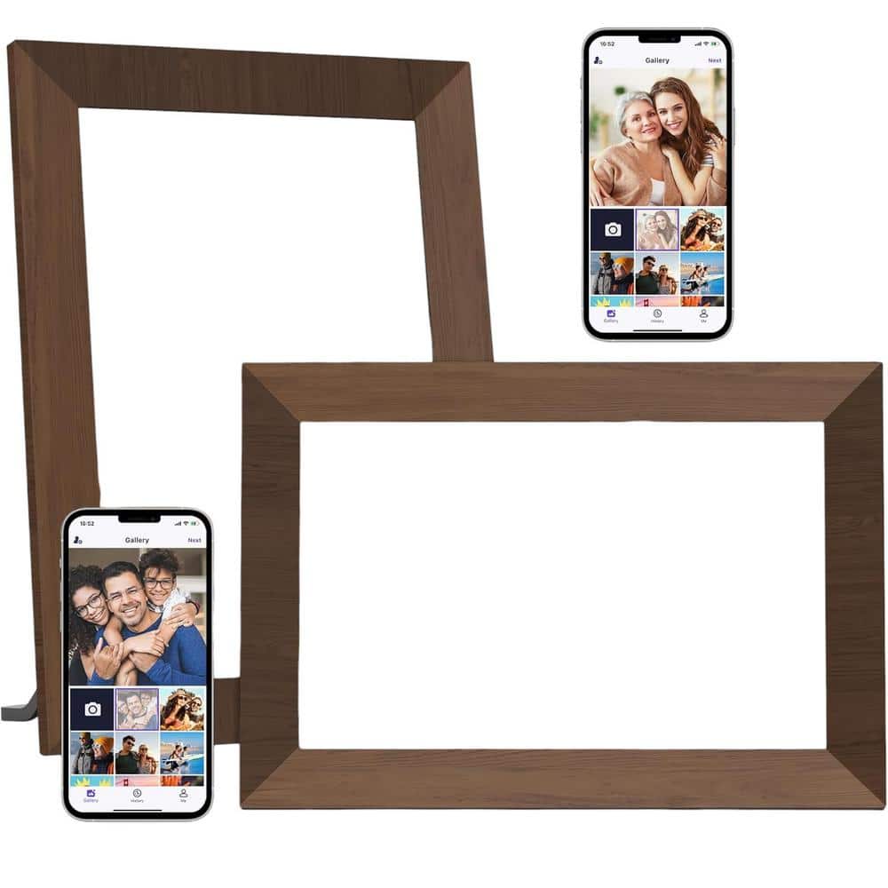 10.1 in. WiFi IPS Touch Screen Digital Photo Frame with 32GB Storage, SD Card Slot, Auto-Rotate in Wood Grain - (2-Pack) price history on PriceWatchPro