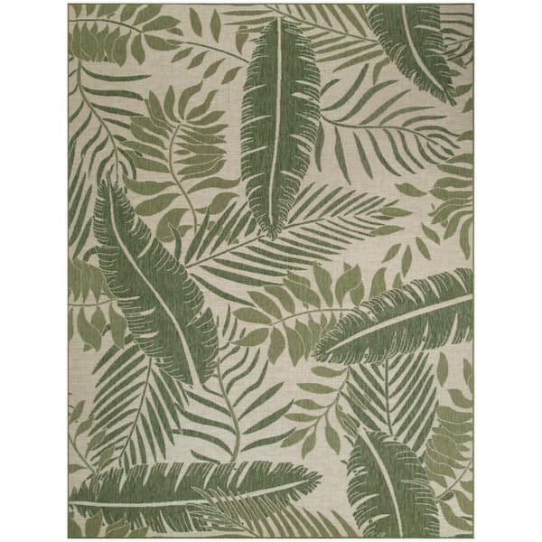 Nourison Garden Oasis Ivory Green 9 ft. x 12 ft. Nature-inspired Contemporary Area Rug