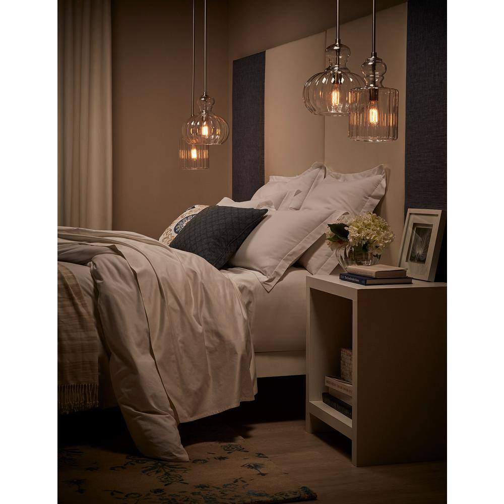 Riviera Vintage-Inspired Clear Glass Globe Pendant with Brushed Nickel Finish