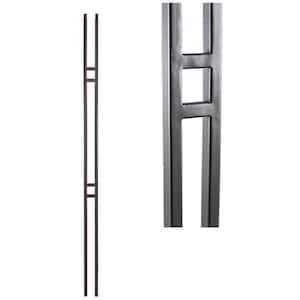 Aalto Modern 44 in. x 0.5 in. Ash Grey Double Bar Hollow Wrought Iron Baluster