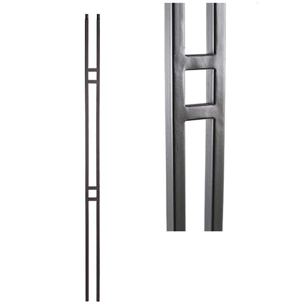 Aalto Modern 44 in. x 0.5 in. Ash Grey Double Bar Hollow Wrought Iron Baluster