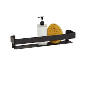 18 in. x 4 in. Rectangular Shower Shelf with Rail in Matte Black