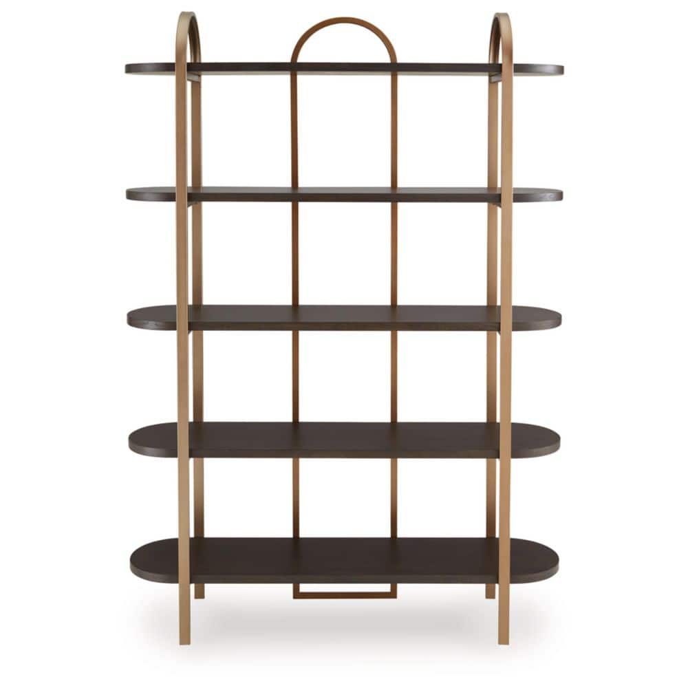 Brown and Gold 48" Modern Metal Frame Bookcase