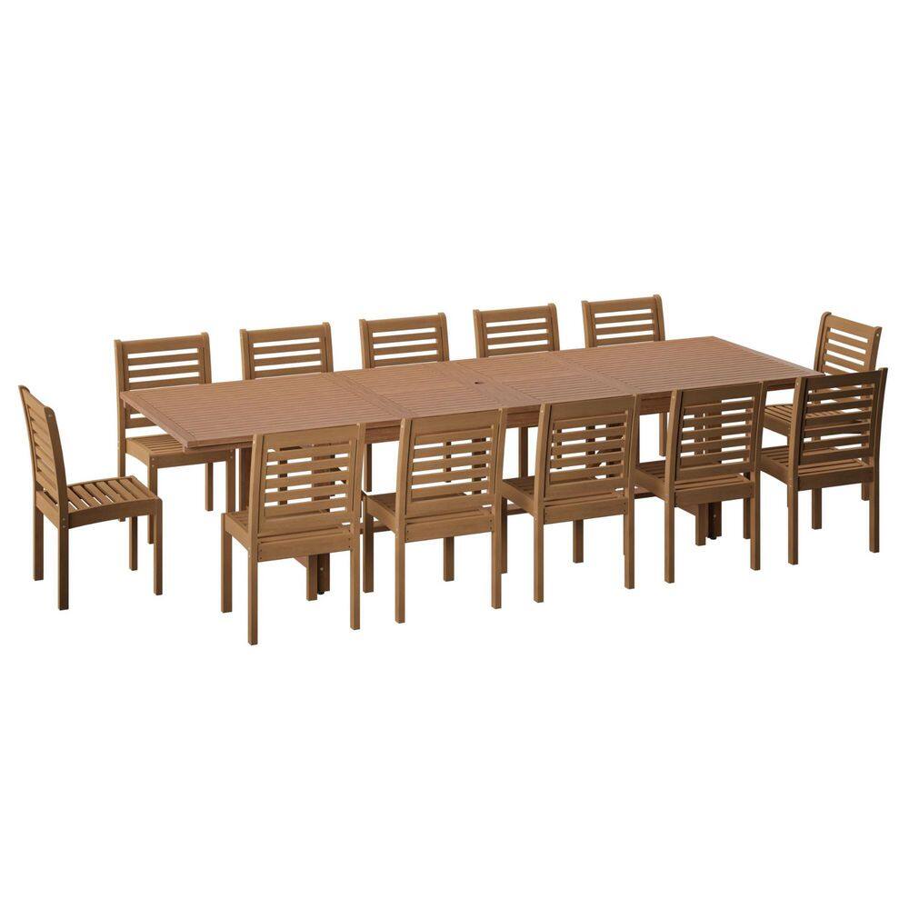 Turner 13-Piece Teak Finish Wood Outdoor Rectangular Extendable Dining Set price history on PriceWatchPro
