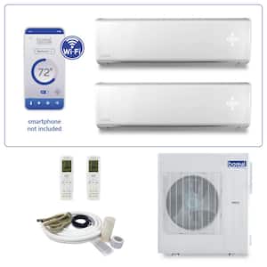 Brisa Dual Zone 34,000 BTU 3 Ton Smart Home Ductless Mini Split Air Conditioner Heat Pump 25 ft. Install Kit 230V