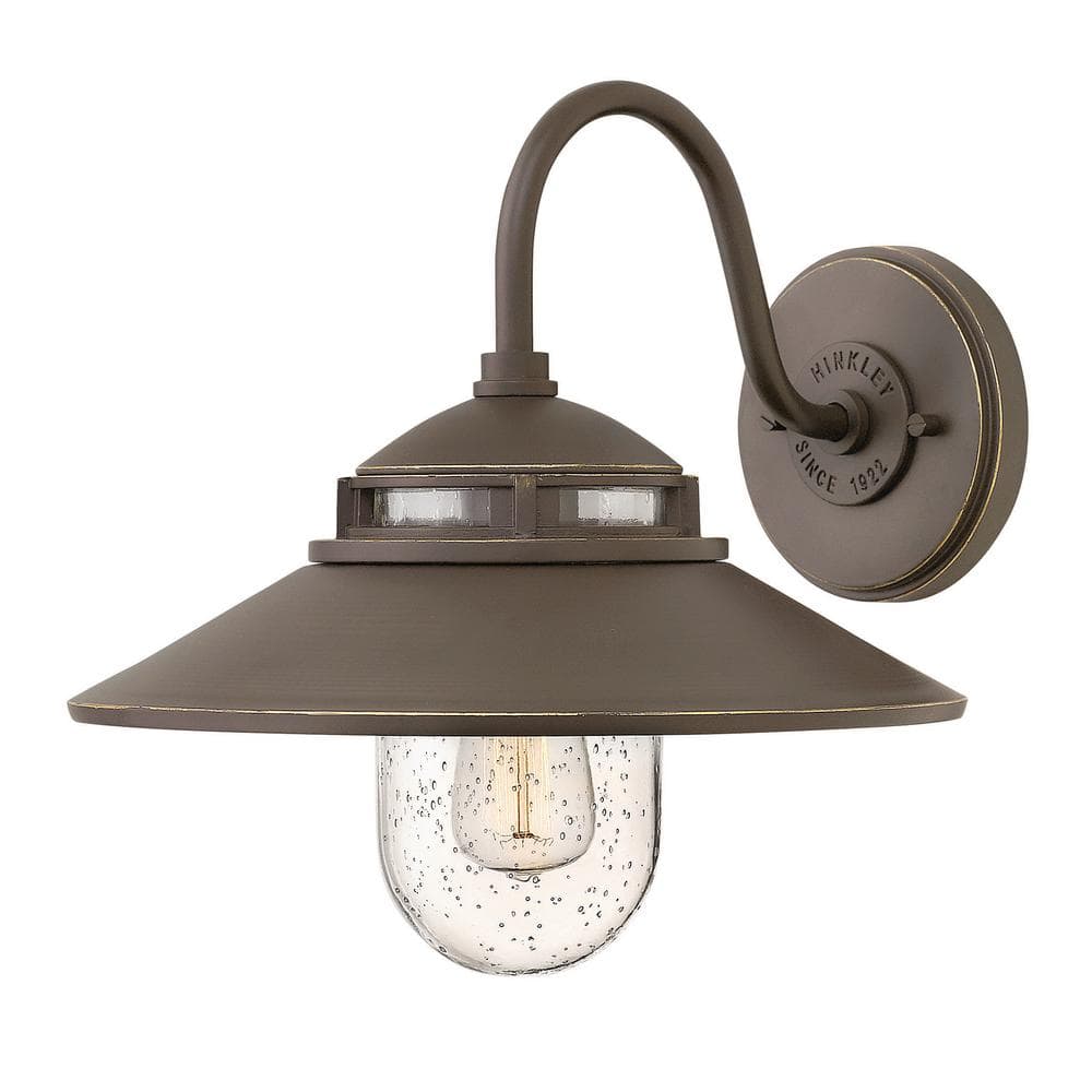 Oil Rubbed Bronze Outdoor Wall Sconce with Clear Seedy Glass