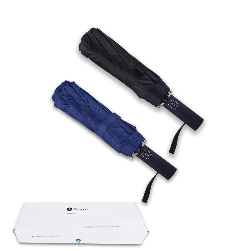 Windproof Double 10‑Rib, Auto Open Close, 46 in. Travel Portable Umbrella, Blue and Black, Waterproof Sun‑Protection price history on PriceWatchPro