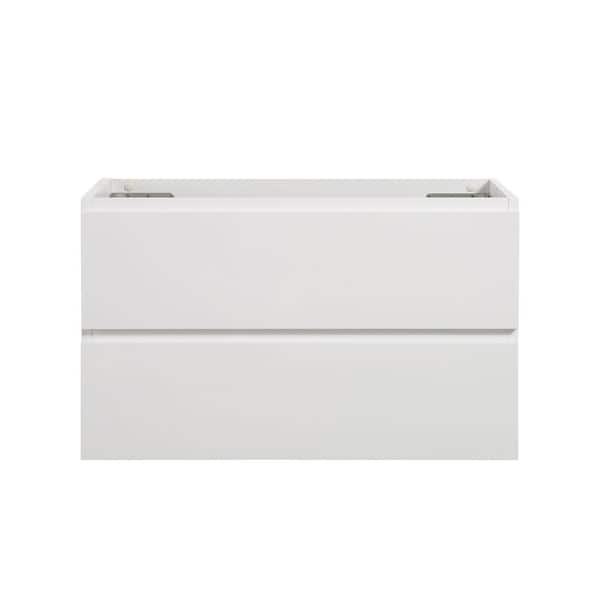 36 in. Wall Mount Bath Vanity Cabinet without Top in White with 2 drawers Pre-assembled